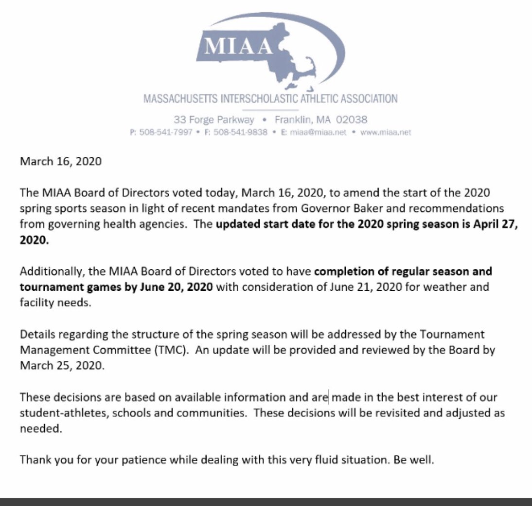 AgawamVBa11's tweet photo. Great to get some good news! 
Check your google classrooms for schoolwork updates this week, and get your Family ID completed! https://t.co/wRgGrb4Ewo