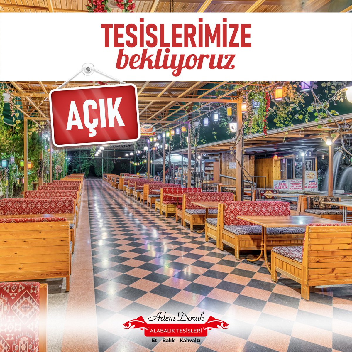 Taptaze balıkları, dumanı üstünde etleri ve damaklarda iz bırakan serpme kahvaltısıyla ADEM DORUK Alabalık Tesisleri her gün olduğu gibi yarın da sabah 08.30'dan itibaren hizmetinizdedir.⠀
▪️İvedik ▪️ Etimesgut ▪️ Sincan⠀⠀⠀
⠀⠀⠀⠀
#SağlığınİçinBalıkYe⠀⠀
⠀⠀⠀⠀
⠀⠀⠀⠀