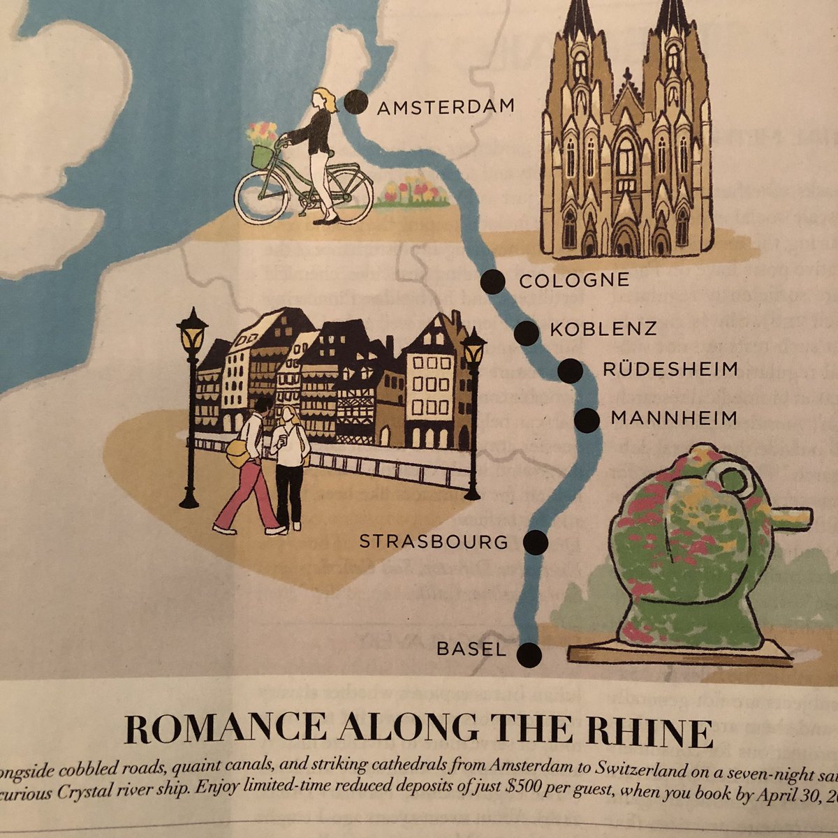 AndySantegoeds's tweet image. Advertisement in @NewYorker: Romance along the Rhine, starting in ... Amsterdam (?!). #creativemapping