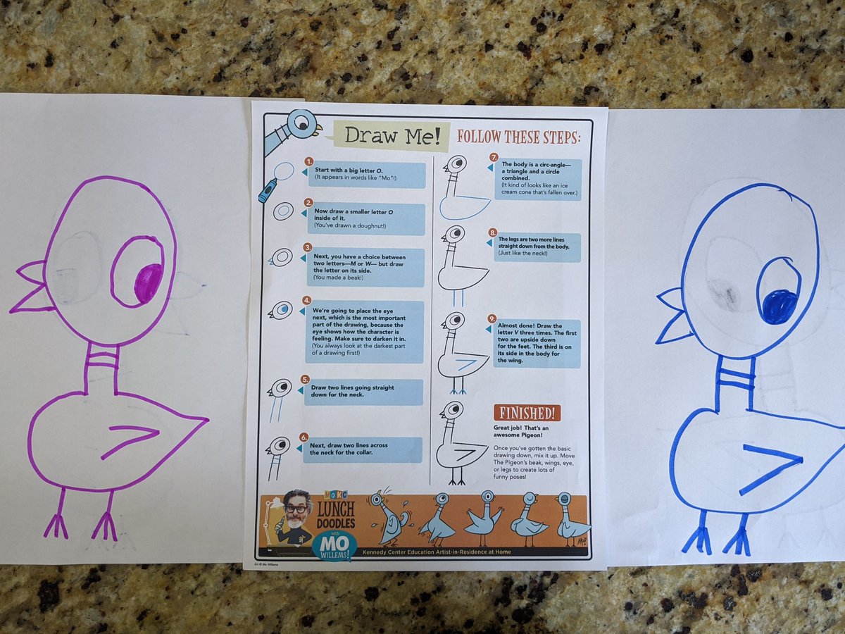 Lunch Doodles with <a href="/MoWillems/">Mo Willems</a> has got my girl drawing like crazy.  She definitely does not get her art skills from her momma!   @MrsLindsey1st <a href="/PDSD_Pennell/">Pennell Penguins</a> @MrsGordon_ART
kennedy-center.org/education/mo-w…