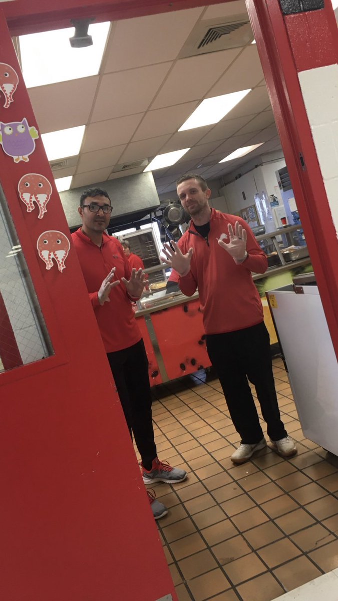 coachclark609's tweet photo. No worries citizens, the cafeteria is in good hands. #lunchduty #cdcapproved https://t.co/s2NAHZ3ulM