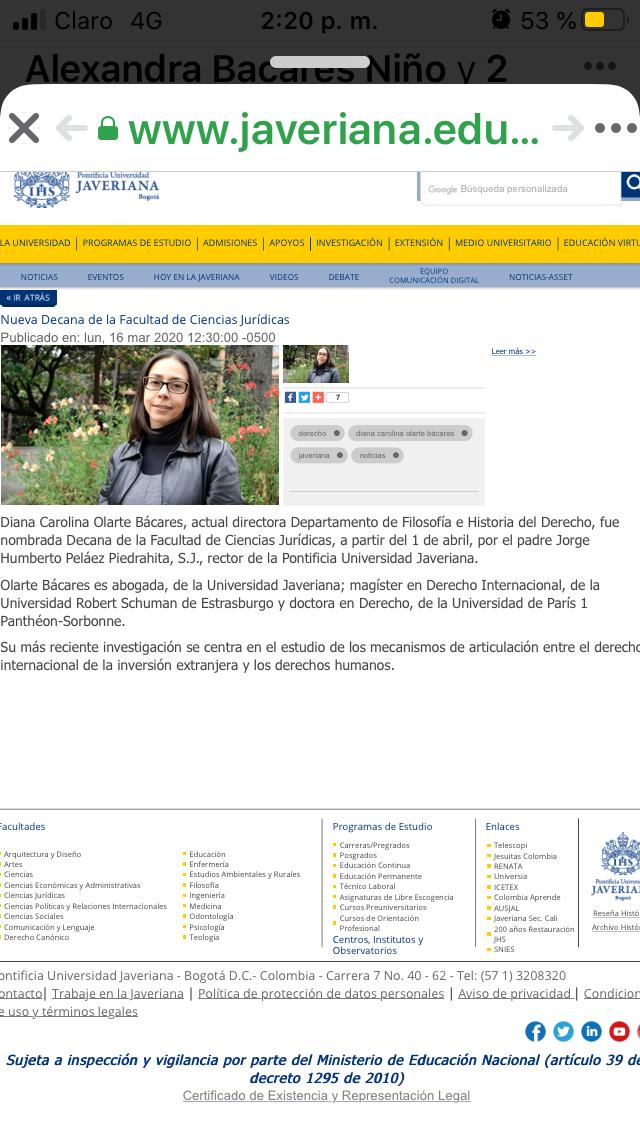 CarolinaOlarteB's tweet photo. Un inmenso orgullo y gran honor dirigir, a partir del primero de abril los destinos de la @FacJuridicasPUJ en la decanatura con un equipo estupendo y formando abogados excelentes y comprometidos con la sociedad, los mejores para el mundo #PrimeraMujerDecana @UniJaveriana https://t.co/PzdHR1vIxI