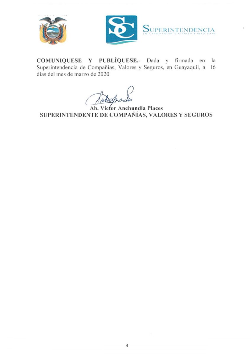 #ATENCIÓN 📢Superintendencia de Compañías, Valores y Seguros dispone prorrogar la entrega de estados financieros por el plazo de 30 días contados a partir del vencimiento del plazo original. Lee el documento completo AQUÍ ▶️ bit.ly/2QB3eeH

#coronavirusec