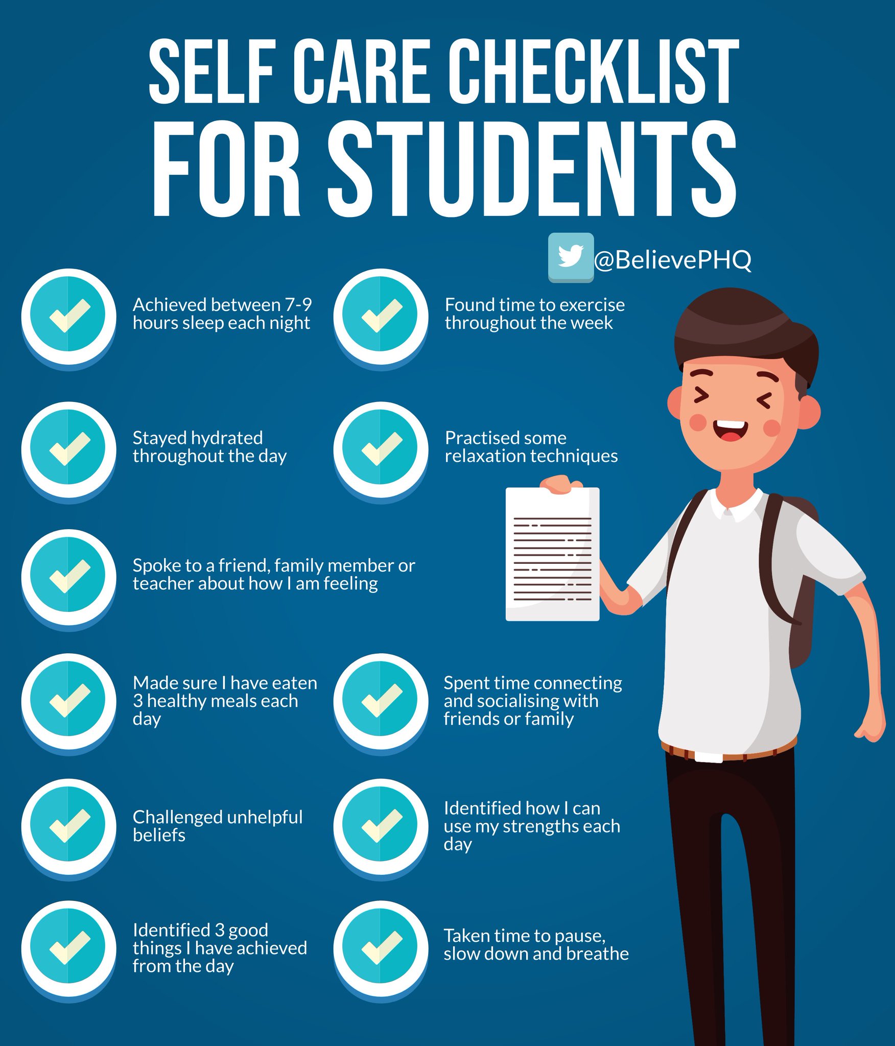 Believeperform Self Care Checklist For Students
