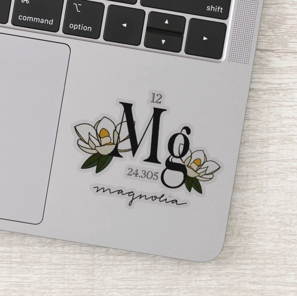 chemistte's tweet photo. Magnesium/Magnolia Stickers are now live! I decided to change the font from the first post & Iβm much happier with this version. π₯DM me for free shipping! π€© #SciArt #floralchemistry #sciencesticker https://t.co/aiHPvP5WSW