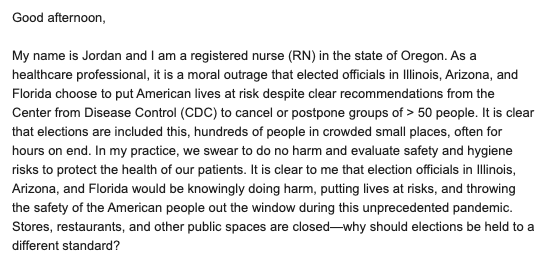ryangrim's tweet photo. There's no good answer to this, other than to agree and postpone the in-person primaries https://t.co/PiIBkfMOK1