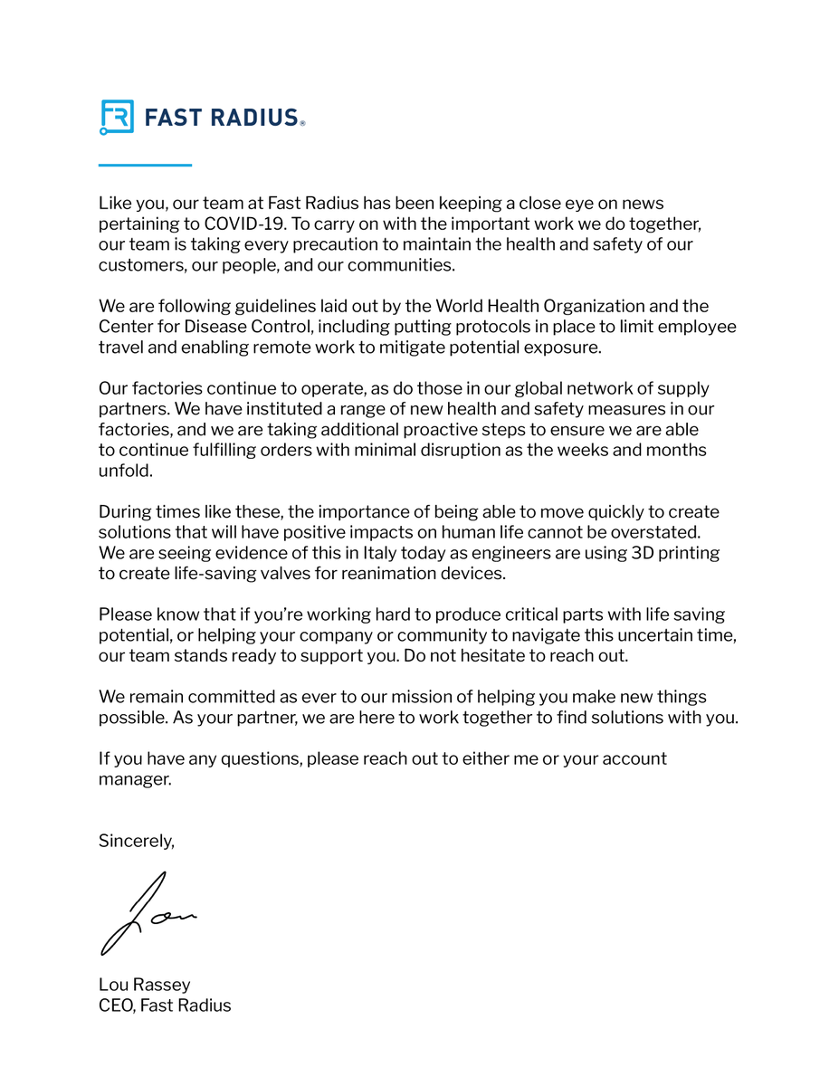 Our team is taking every precaution to maintain the health and safety of our customers, our people, and our communities. We’re committed to working together to navigate the COVID-19 situation and to find solutions to problems our partners and communities are confronting.
