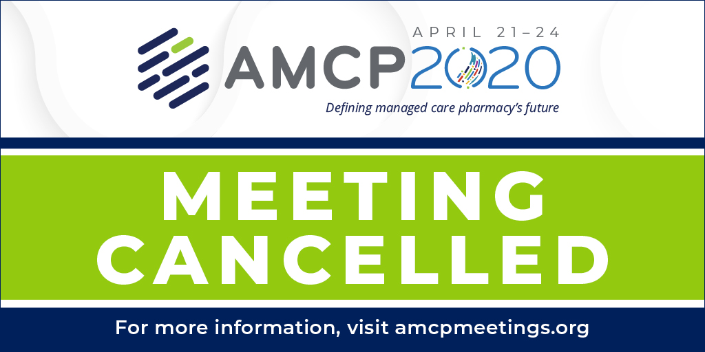 amcporg's tweet photo. AMCP 2020 is cancelled due to #COVID19. We know this is disappointing news for the AMCP professionals who rely on our national events for networking and robust educational content. Learn more: https://t.co/wPZTqevHNO https://t.co/HBMYTp0raD