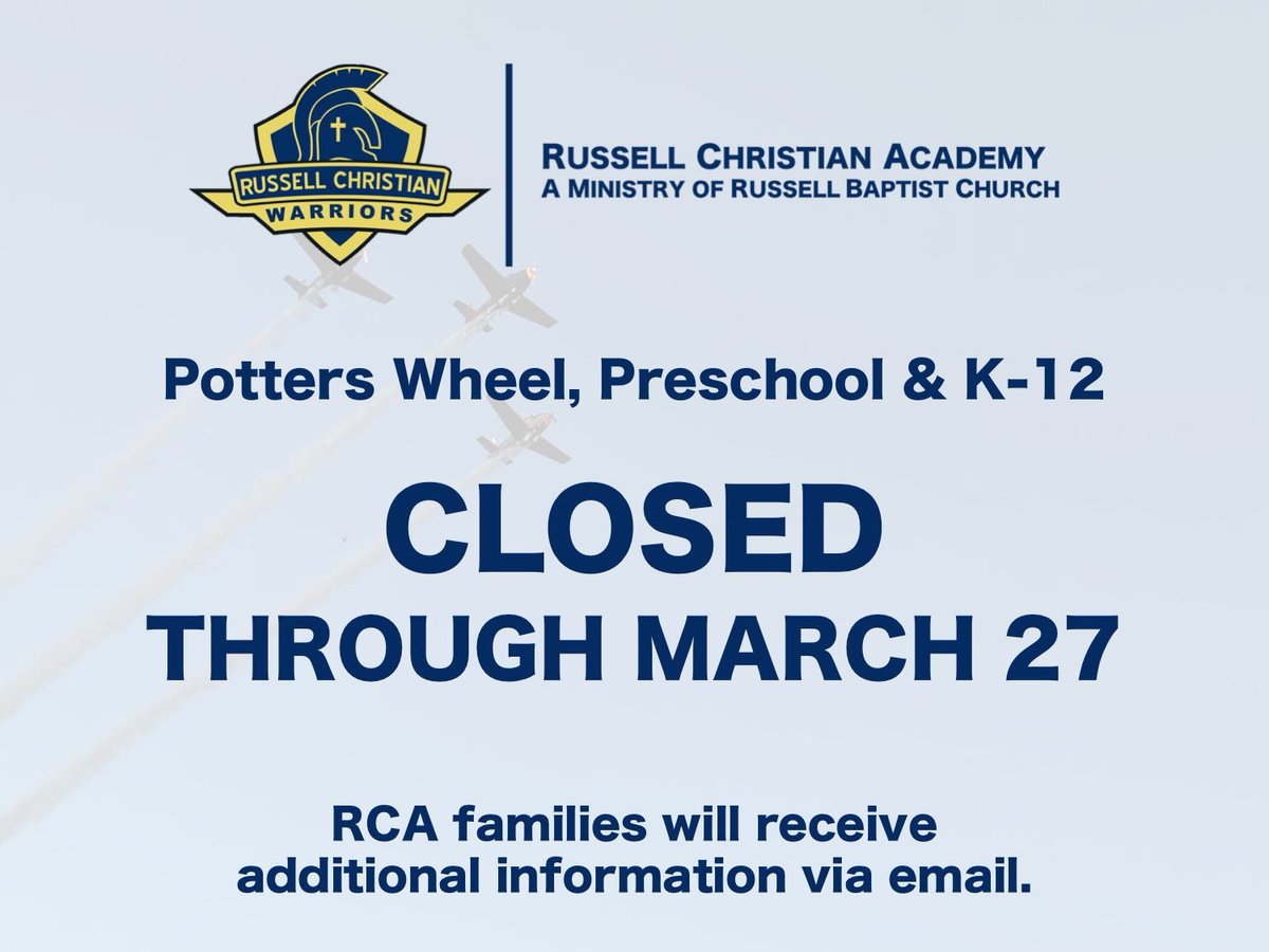 The Administration at RCA have continued to assess the most current information about the COVID-19. In response to the recommendations and guidelines of Heath and Governmental agencies a decision has been made to extend the closure of our campus through Friday March 27, 2020.
