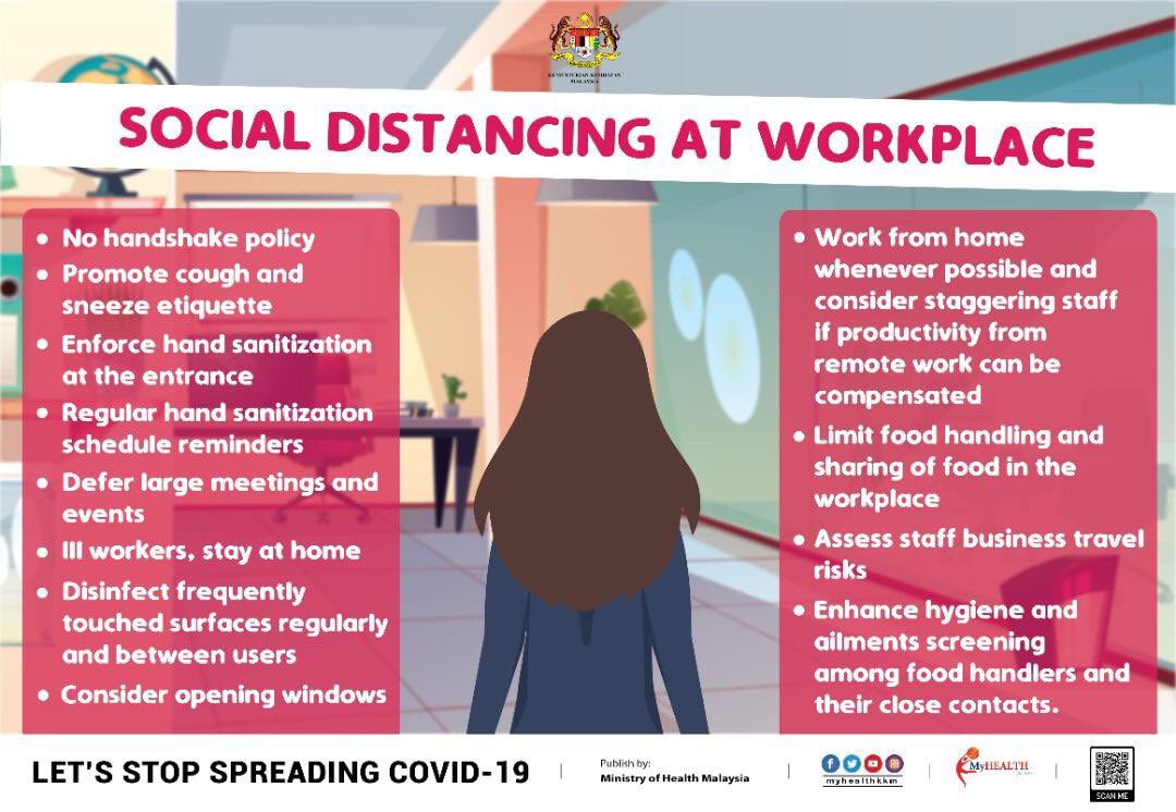 Mindef Malaysia On Twitter Social Distancing At Workplace No Handshake Policy Defer Large Meetings And Events Consider Opening Windows Limit Food Handling And Sharing Of Food In The