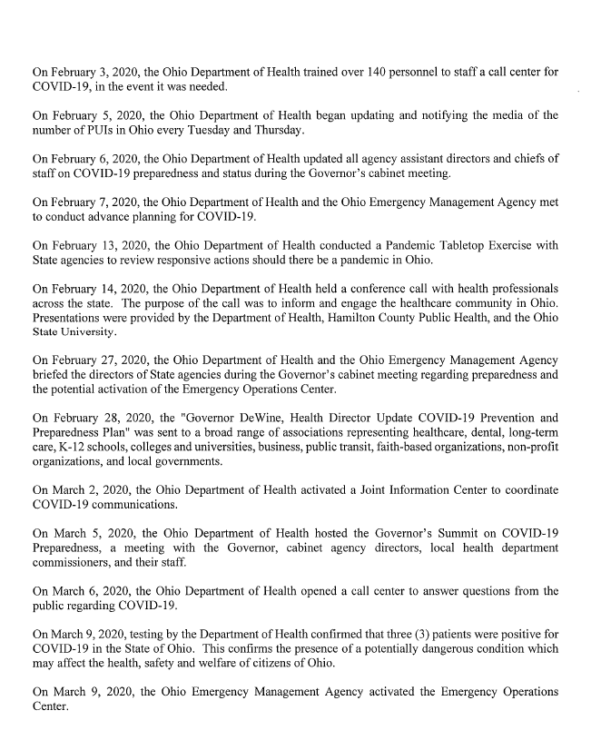 GovMikeDeWine's tweet image. Here is the three-page order signed tonight by @OHdeptofhealth Director @DrAmyActon that closes all polling locations in #Ohio due to the risk of #COVID19 faced by both voters and poll workers. #COVID19OhioReady