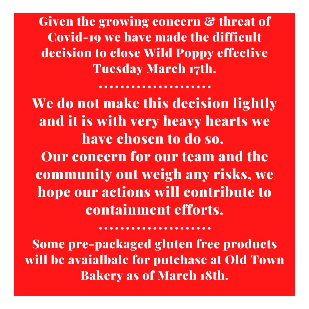 WildPoppyMarket's tweet photo. Stay safe everyone ♥️ 
Please reach out to info@wildpoppybistro.ca with any questions or concerns https://t.co/Kke29MPwxh