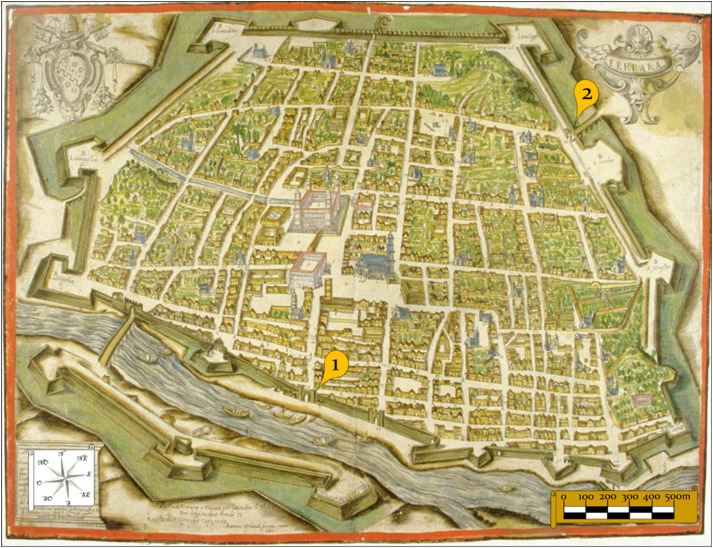 When neighboring cities reported plague outbreaks, Ferrara itself would close all gates but two, one land and one river gate, which would be manned by guards and doctors. Vital trade goods were repacked in specially built wooden canals docks and only inspected items were allowed.