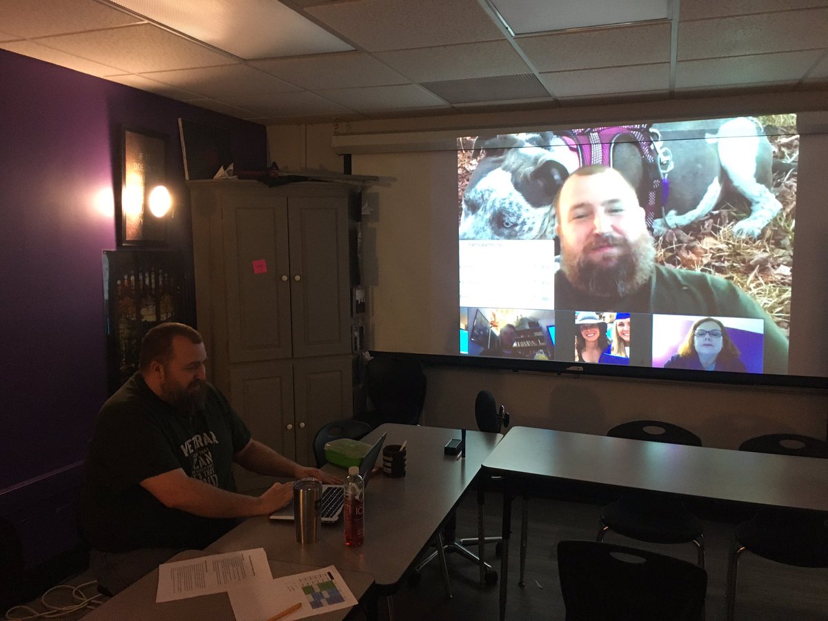 CEC_HS's tweet photo. Mr. Bliss @CEC_HS @CravenCoSchools setting up the green screen @zoom_us function to show off his Dog and to engage our students as we expand our tools to educate and connect during our virtual time together #Promittere #CravenEdChat https://t.co/CKfe7KpnrG