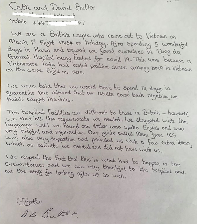 coco_vietnam's tweet photo. Latest from #Vietnam on #covid19 fight
A married British couple has sent a letter to express their gratitude following their stay at a quarantine area in Hanoi for boarding the same flight as a patient of the novel coronavirus disease (COVID-19) https://t.co/ZYvILpXbvW