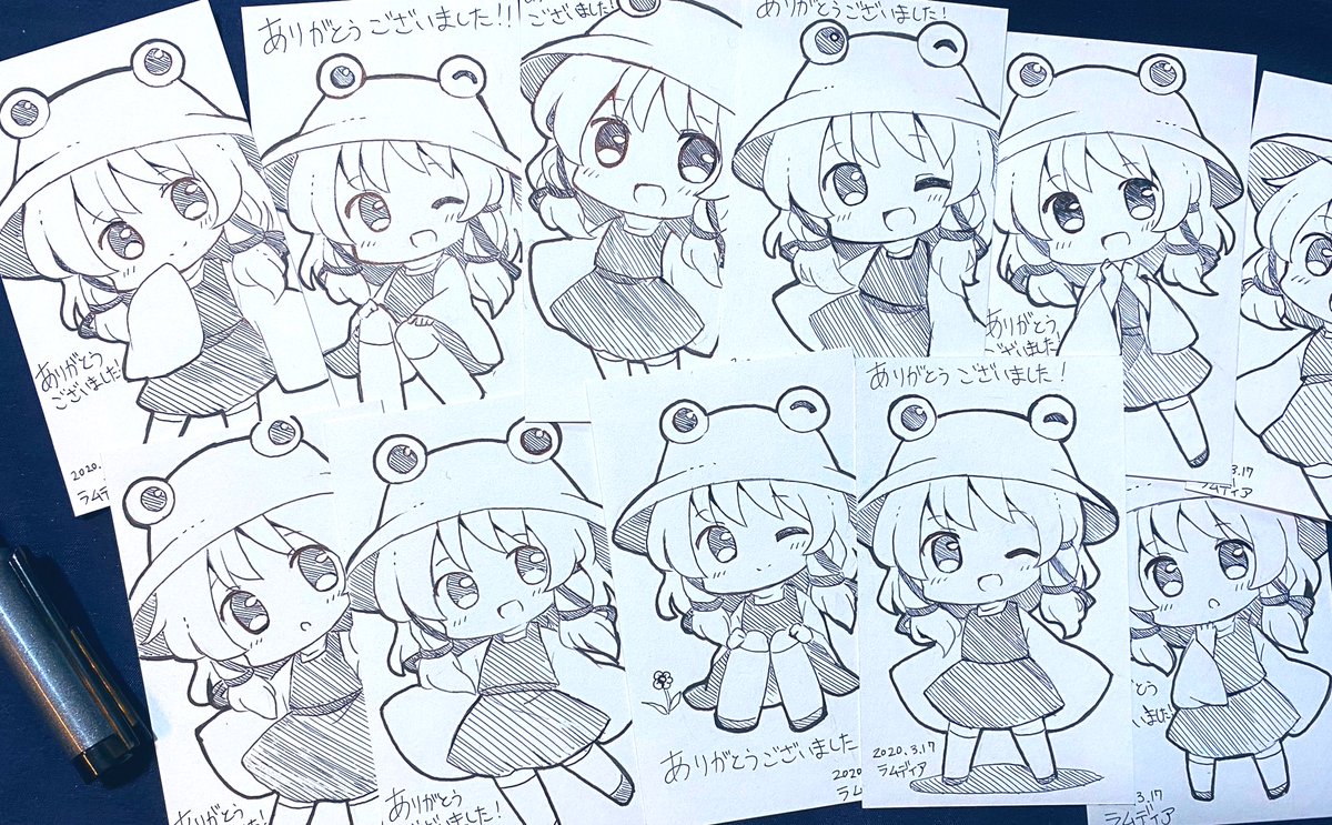 やっと描けた〜
このミニ原画は諏訪子様の抱き枕カバーご注文いただいた方にランダムで強制プレゼント? 