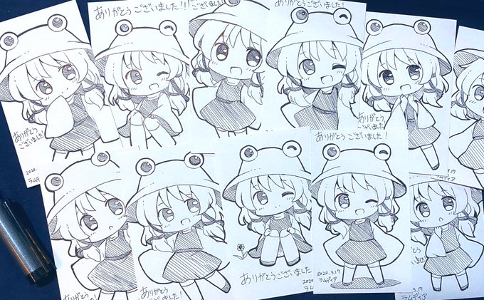 やっと描けた〜
このミニ原画は諏訪子様の抱き枕カバーご注文いただいた方にランダムで強制プレゼント? 