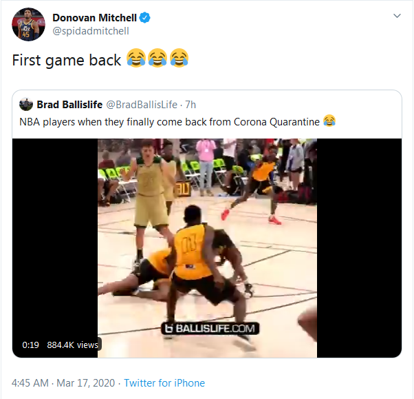 Mitchell心情大好轉發搞笑影片，網友評論：私信Gobert和好吧！（影）-黑特籃球-NBA新聞影音圖片分享社區