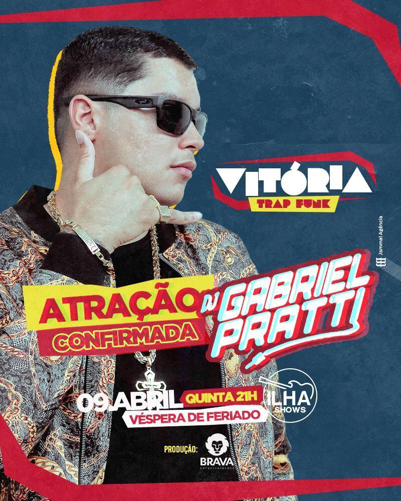Vai ter pique de Vitória, SIM!

Dando início a divulgação da 2ª fase das atrações, quem vem abrindo a escalação não poderia ser diferente. Gabriel Pratti confirmado!

Ingressos:

📍 Site da Superticket bit.ly/vitoriatrapfunk (na bio)

Mais informações: (27) 99997-0958