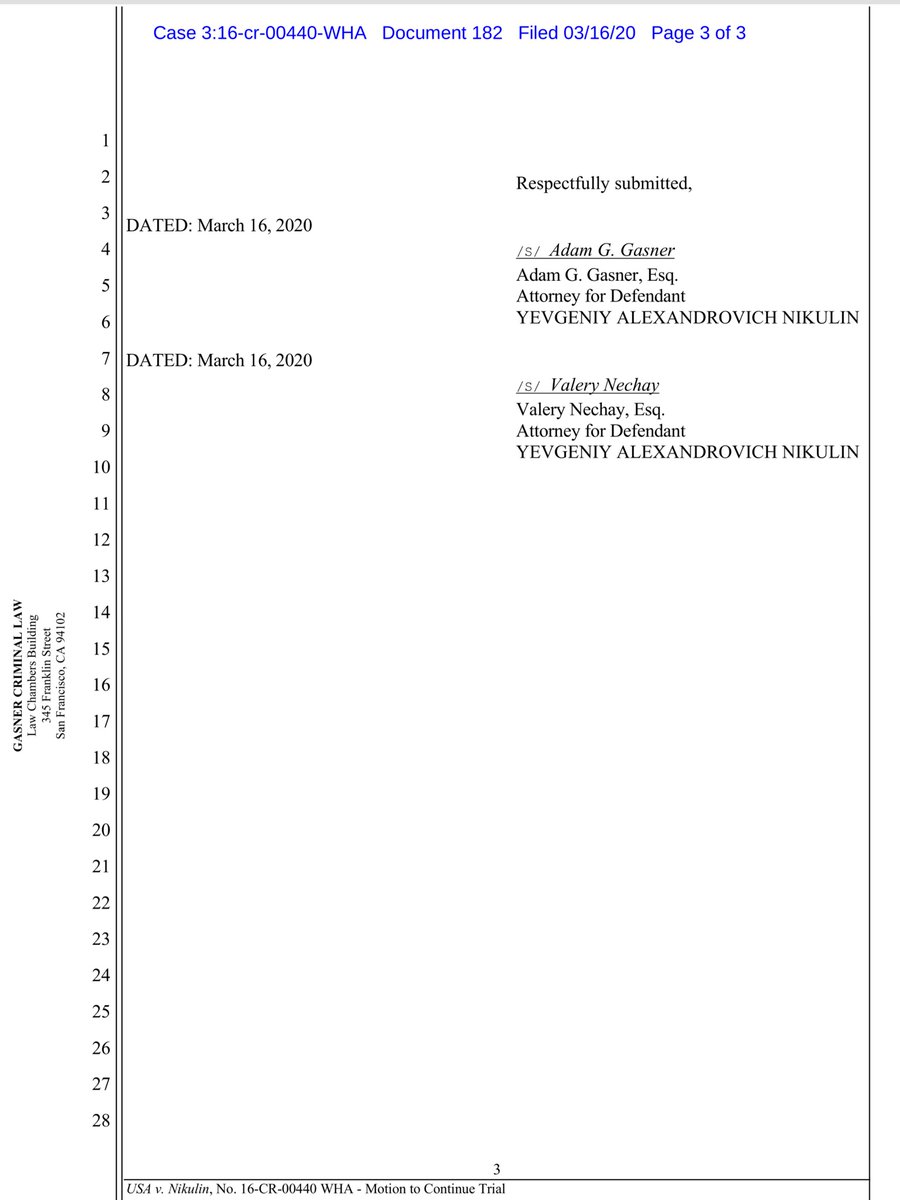 IMPORTANT READ this:“USSS SA La Tulip, has possibly been exposed to the Coronavirus through his travels and contact with a person exhibiting symptoms consistent with Covid-19.... neither the ill person nor S.A. La Tulip have been tested for the virus” https://ecf.cand.uscourts.gov/doc1/035019073443?caseid=304407