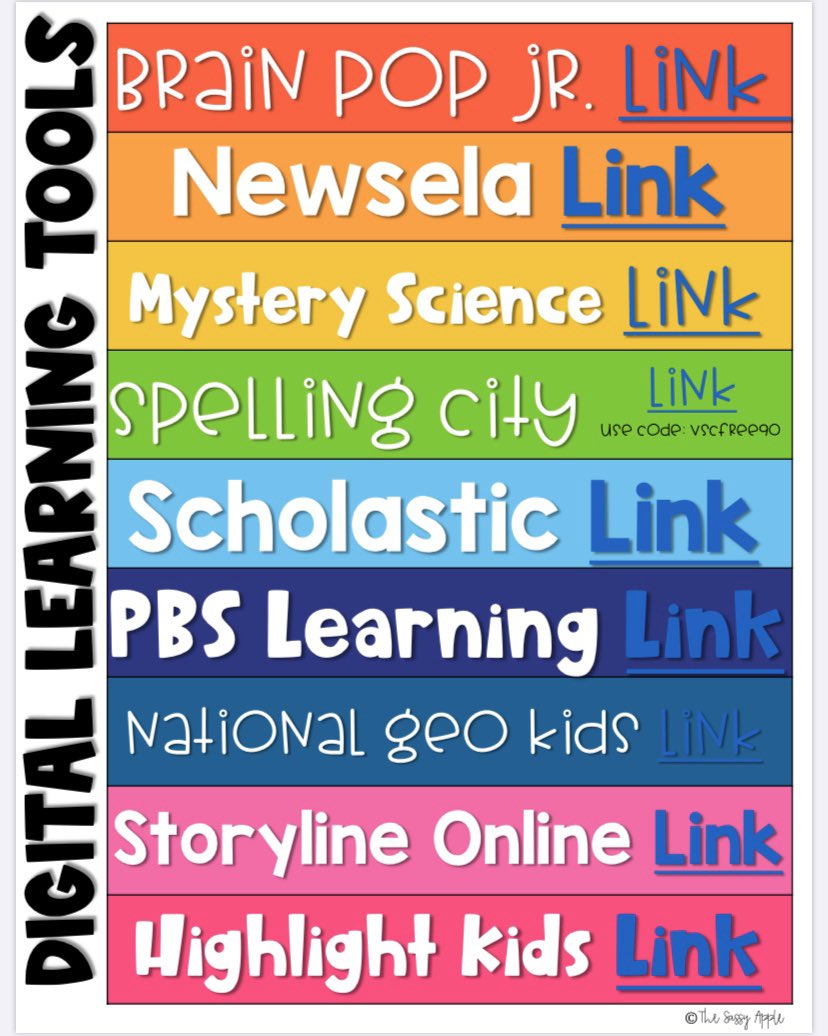 WhittHeather's tweet photo. More great websites! Several of these sites are offering free access during this season of at home learning (Brain Pop/Brain Pop Jr, Newsela, and Mystery Science), Spelling City has a user code, and the rest are always free for students to enjoy :) https://t.co/tqBgCqA0Mc