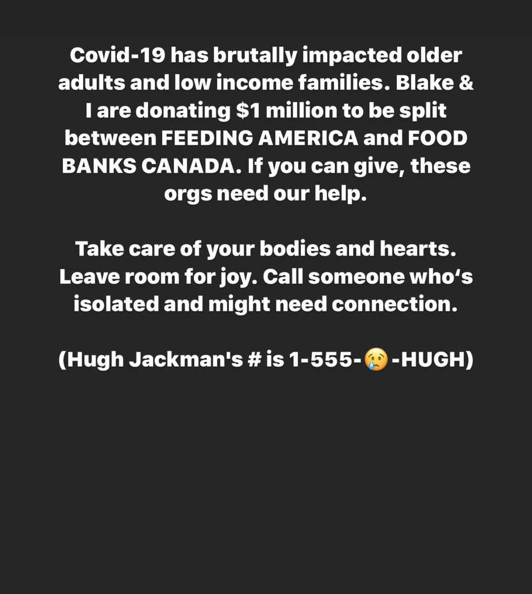 I think we can all agree, Covid-19 is an asshole. If you can help, visit, FeedingAmerica.org and/or FoodBanksCanada.ca