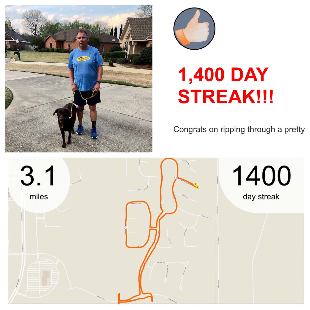 Coach_JRS4's tweet photo. Addie and I knocked out a #5K for #RunStreakDay 1400
#TeamPupper https://t.co/fKM26xTL1h