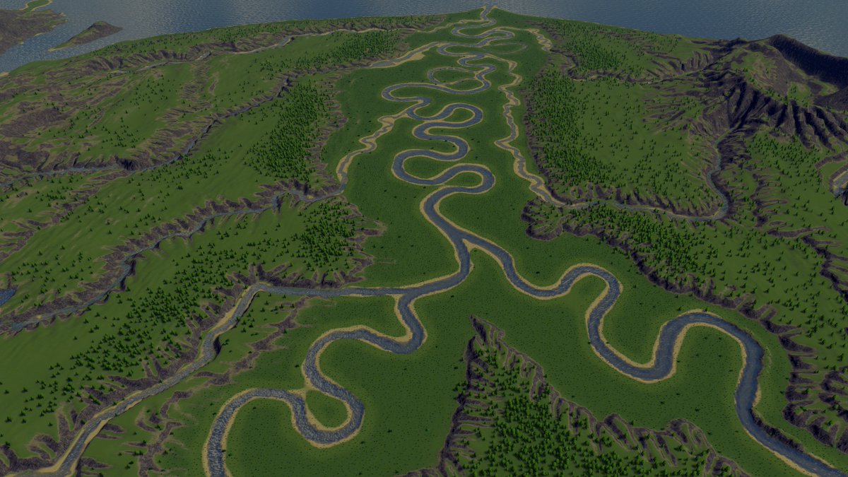 #RemakingAstergea 
Would you find this landscape difficult to build a city on? 
#CitiesSkylines #Astergea #WIP