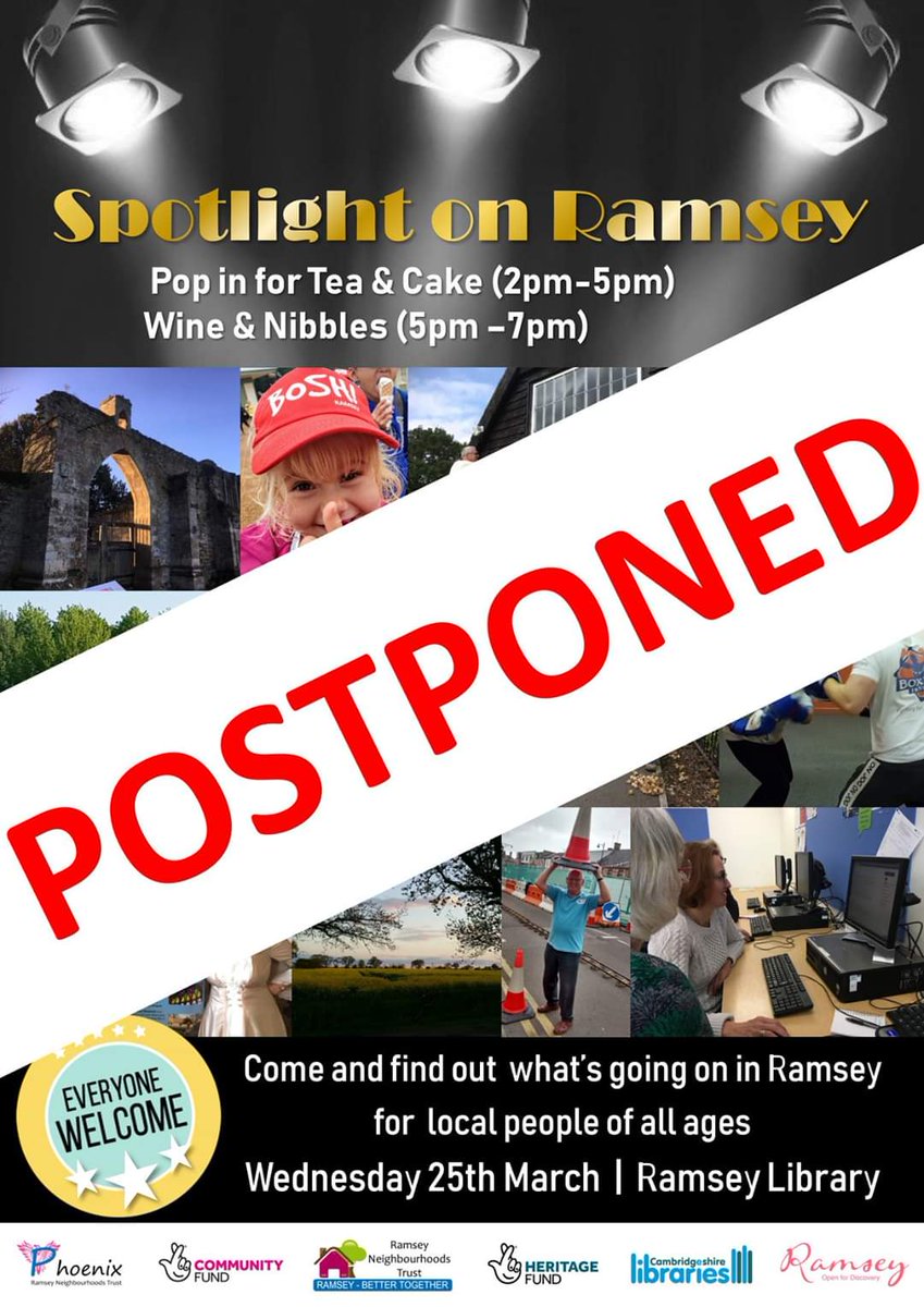 The decision has been taken to POSTPONE Spotlight on Ramsey until later in the year due to the ever changing advice from the government and Public Health England re Covid-19.

At the moment the intention is to hold the event at the end of May/early June. We will keep you posted!