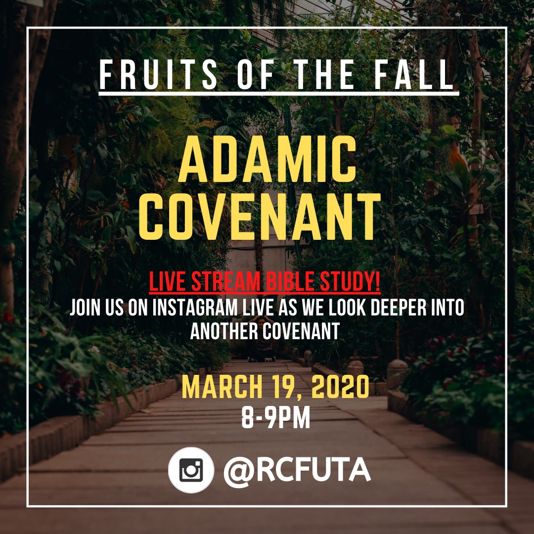 rcfuta's tweet photo. ❗️Join Us For Our First Ever IG Livestream Bible Study❗️🗓 This Thursday March 19th @8PM. 
We Hope you Tune In As We Continue Our Covenant Series... https://t.co/lejke242lu https://t.co/W1RGlXv3G9