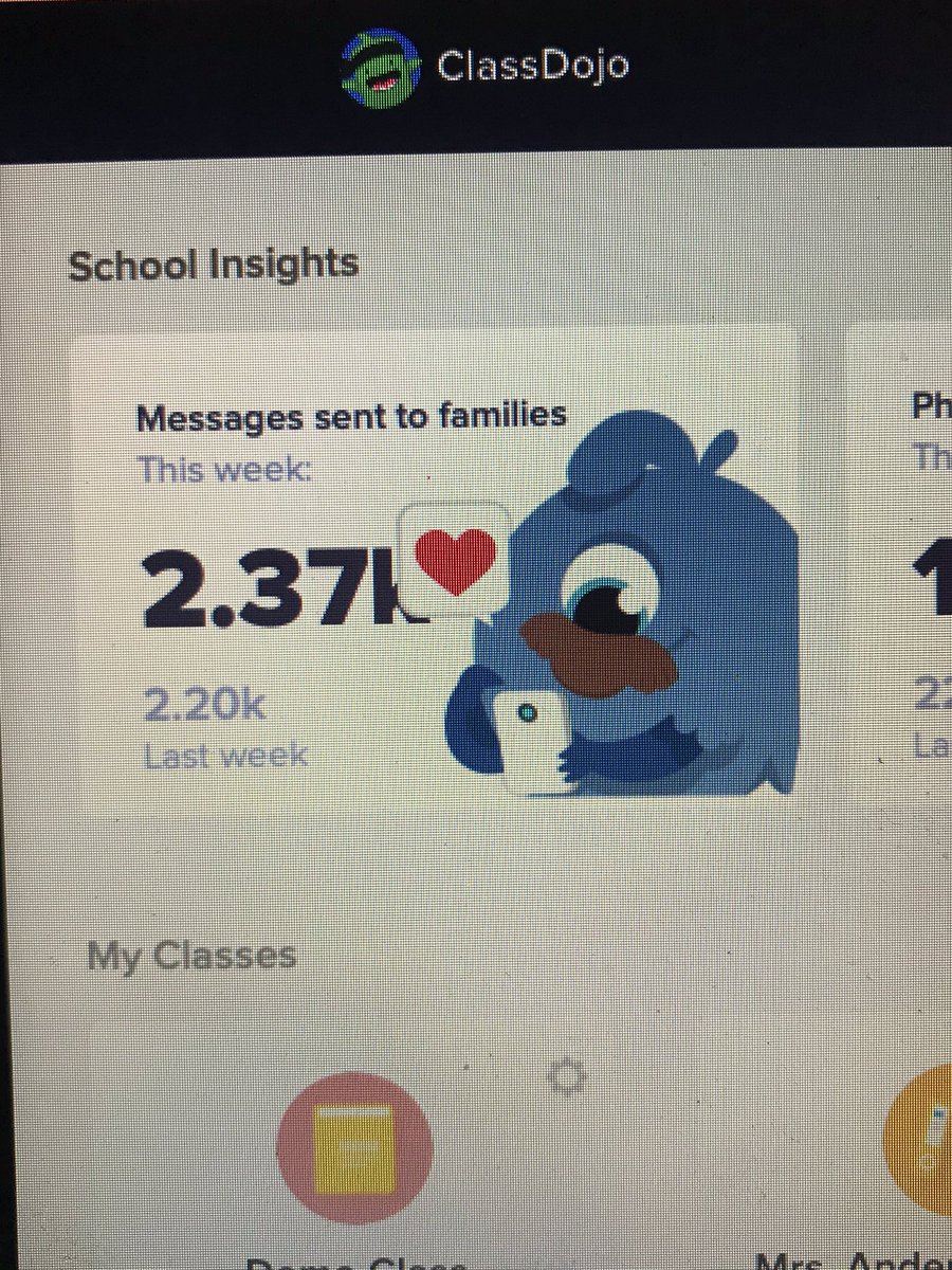 Want to see something amazing? I’ve watched this number climb all day. Thanks to  @ClassDojo our teachers have been able to have open lines of communication with families during the first day of school closure.
