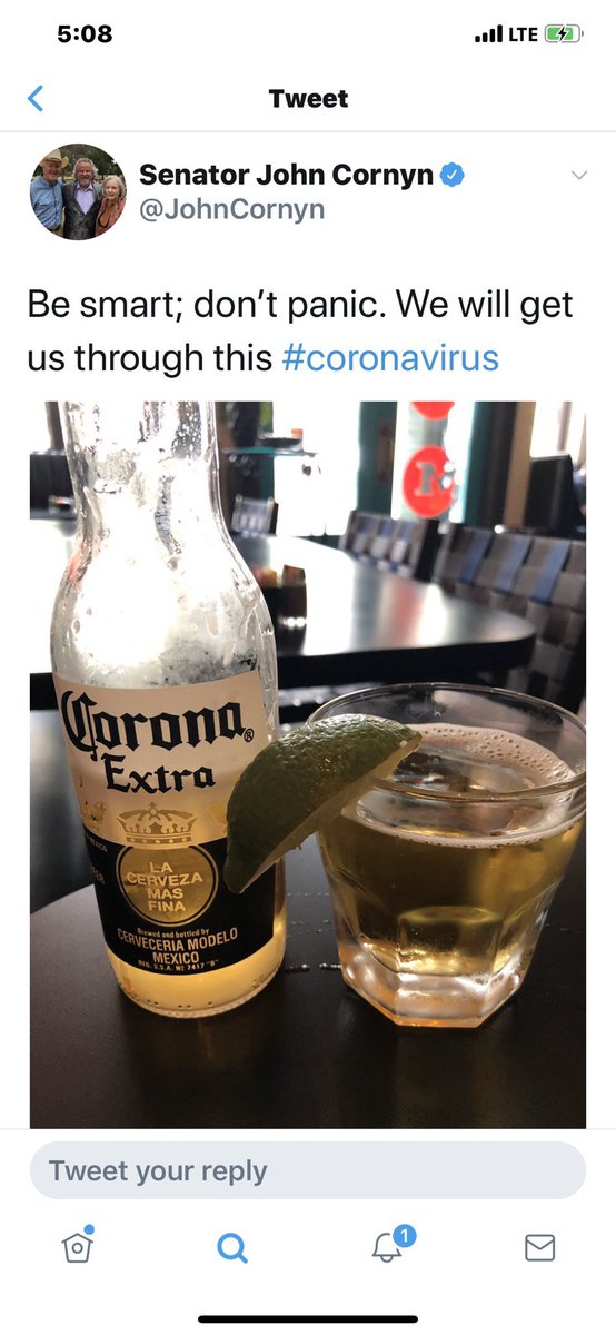 ZemanLynnZ's tweet photo. @newtgingrich Here’s @JohnCornyn suggestion
#Texas LET’S VOTE CORNYN OUT!
#CoronavirusOutbreak #Trump #StockMarketCrash2020 #TrumpRecession #Covid_19
#CoronavirusOutbreak #Trump #StockMarketCrash2020 #TrumpRecession #Covid_19
#CornynNeedsToGo https://t.co/aysjajKdq4