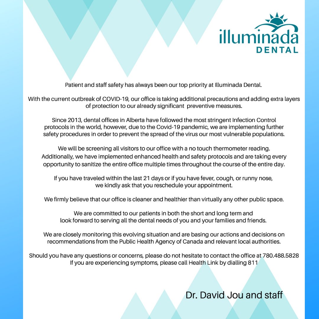 illuminaddental's tweet photo. AN IMPORTANT UPDATE FROM DR. JOU AND THE TEAM OF ILLUMINADA DENTAL. https://t.co/kmIgTULUkX