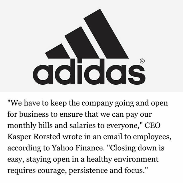 SneakerBinge's tweet photo. Adidas plans to stay open for business. Thoughts? https://t.co/9L43HAn6GH https://t.co/NCoCP1fHWY