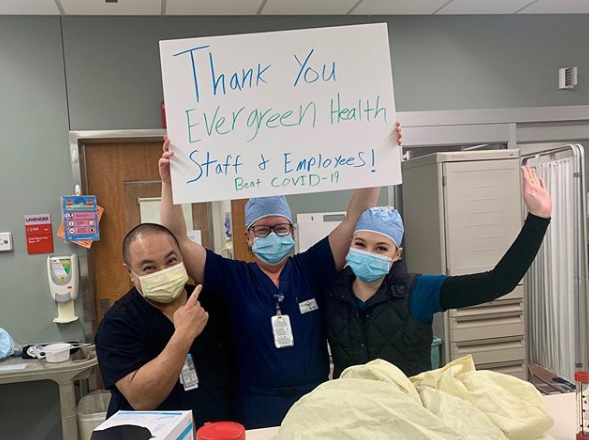 (2/2) If you'd like to send a note of gratitude or encouragement for our staff: 
• Email at socialmedia3@evergreenhealth.com – incl. a note of support or a photo of a ‘thank you’ card
• Tag us on Twitter
• Donations - contact EvergreenHealth Foundation: evergreenhealthfoundation.com