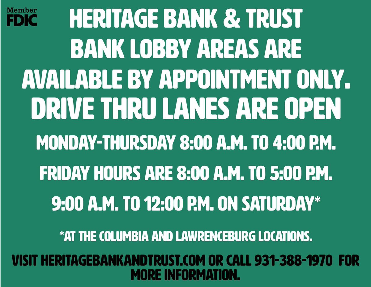 See our updated hours below. We care about your safety and health. #wecare #banklocal