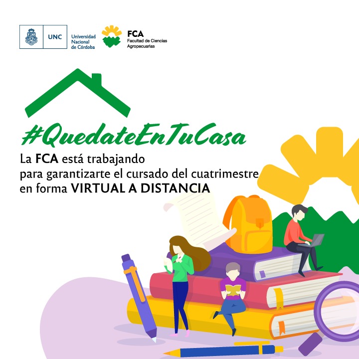#quedateEnTuCasa 🏡 
Recordamos que el comienzo del dictado de clases será el día miércoles 25 de marzo de 2020, la <a href="/fcaunc/">Agronomia - UNC</a> está trabajando para garantizarte el cursado del cuatrimestre bajo la modalidad VIRTUAL o A DISTANCIA.