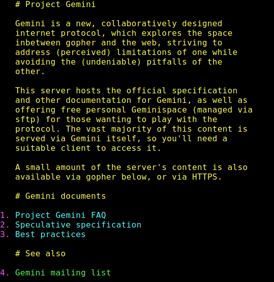 zer0tyan's tweet photo. Project Gemini
gopher://gemini.circumlunar.space
Gemini software
gopher://zaibatsu.circumlunar.space/1/~solderpunk/gemini/soft
test 
gemini://gemini.conman.org/test/torture/
Web
https://t.co/8AAIwyLRH4 https://t.co/cCA8xrOyPI