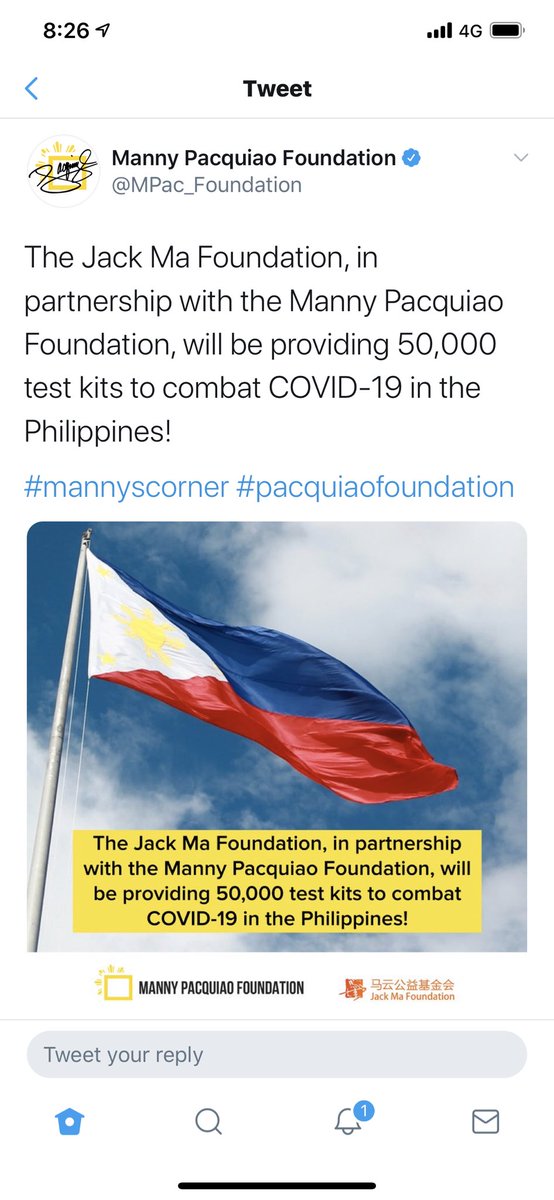 Such actions makes @MannyPacquiao to be loved by people more and more everyday. Thank you @MPac_Foundation and Jack Ma! 🙏🏻
#mannyscorner #pacquiaofoundation