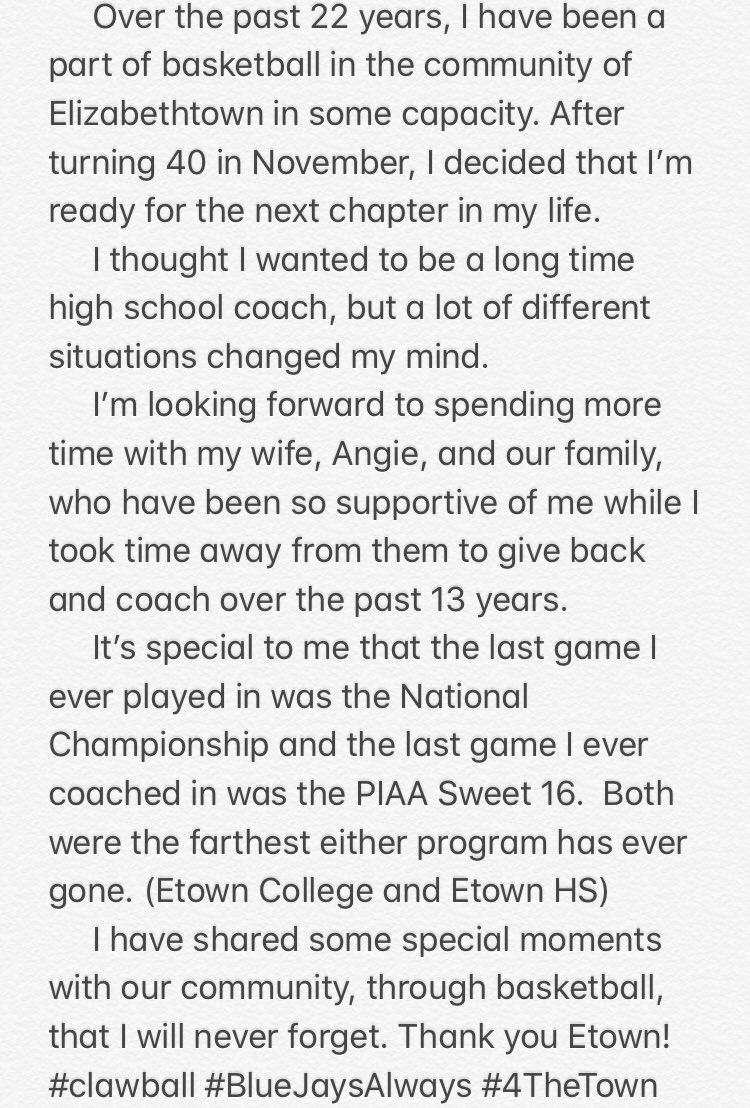 rockyparise's tweet photo. I’m healthy.  My family is great.  It’s just time.  I gave 13 years to our school district and it’s time for my next chapter.  I’m resigning as Head Coach of #clawball .  Here’s my official statement 👇 https://t.co/iOkJVZmjTW