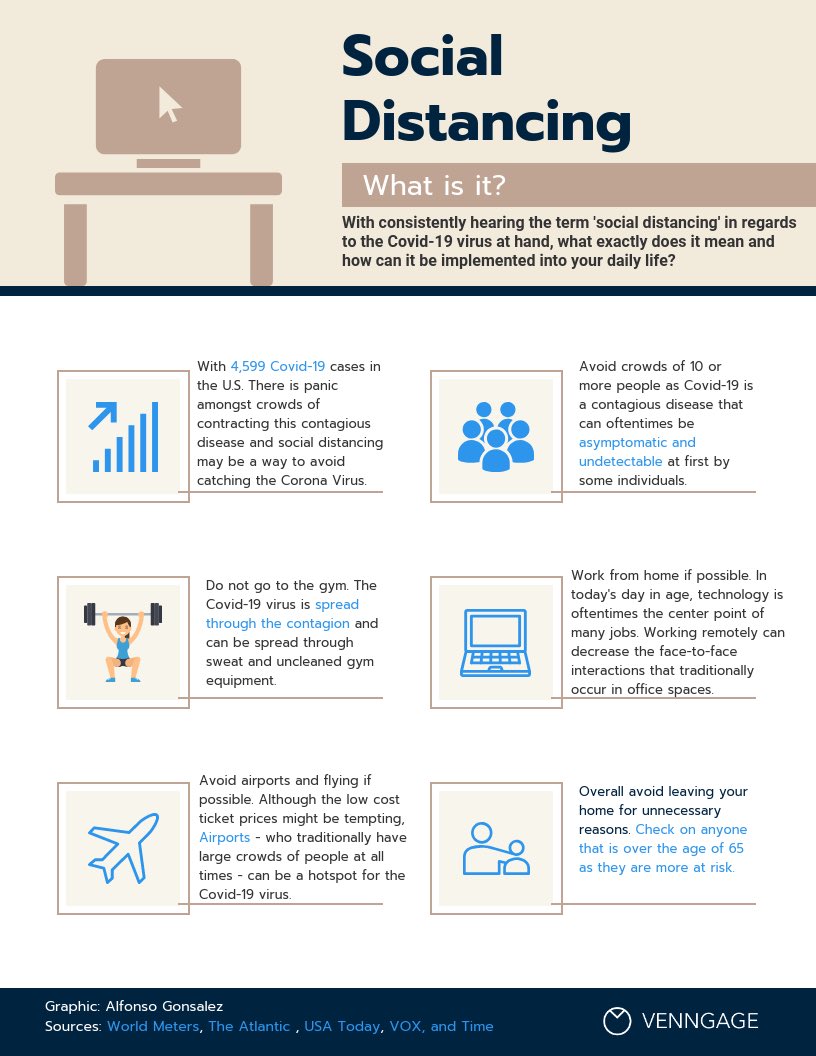 alfonso41199's tweet photo. What exactly is social distancing and how can it be used to prevent the spread of the Covid-19 Virus? Check out these tips on how to practice social distancing in your daily life:  https://t.co/mXegNbXlHL #uicdigital https://t.co/wG8ut5khXL