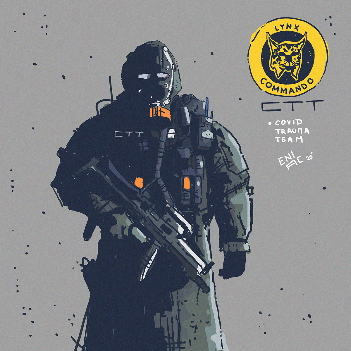 artereniac's tweet photo. CTT lynx commando_special Slovak unit/ CTT_covid trauma team / night concept sketch
#covid19 #conceptart #eniac #lynxcommando https://t.co/rTf5Qd92vO
