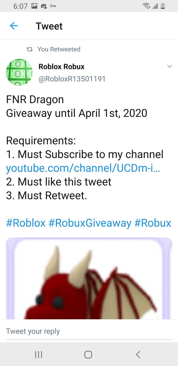 Roblox Robux On Twitter Fnr Dragon Giveaway Until April 1st 2020 Requirements 1 Must Subscribe To My Channel Https T Co Z8b7ezdfkd 2 Must Like This Tweet 3 Must Retweet Roblox Robuxgiveaway Robux Https T Co Vckdtgma3z - grimmybear on twitter the classic roblox fedora giveaway
