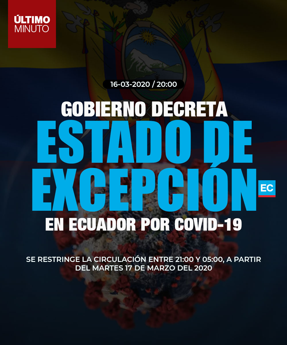 elcomerciocom's tweet photo. #URGENTE | Lenín Moreno decreta el estado de excepción en Ecuador por #covid19. Rige toque de queda de 21:00 a 05:00, desde el martes 17 de marzo del 2020 » https://t.co/4w79SWQaDq https://t.co/WY67uJE6mi