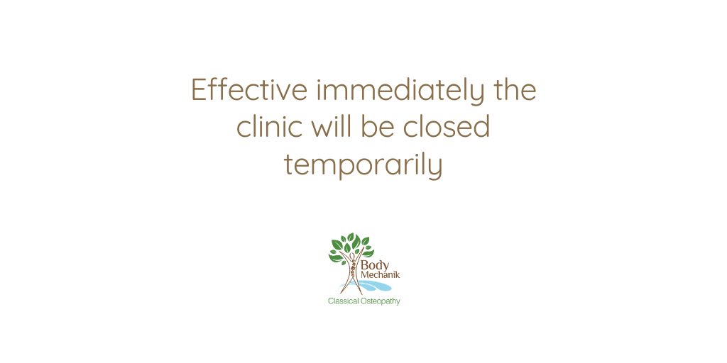 Body_mechanik's tweet photo. Due to the rapidly changing situation in regard to COVID-19, the decision has been made to postpone all treatments effective immediately. 
All patients will be contacted tomorrow to rebook.
#osteopathyfergus #eloraontario #fergusontario #centrewellington #bodymechaik https://t.co/vkld8Sip6C