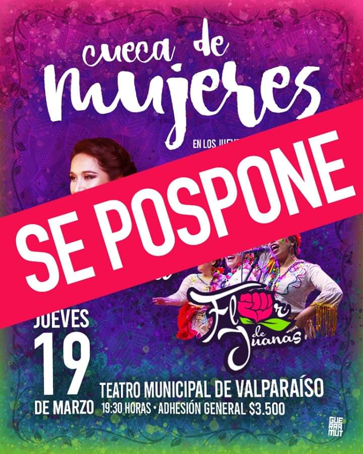 flordejuanas's tweet photo. Querid@s como es conocimiento público, entramos a una etapa compleja de la pandemia y afecta una gran cantidad de actividades, eventos,etc. Lamentamos informar que nuestra cita del jueves en Valparaíso no podrá realizarse PERO, sólo se pospone hasta que la condición lo permita. https://t.co/M9QkTa20rr