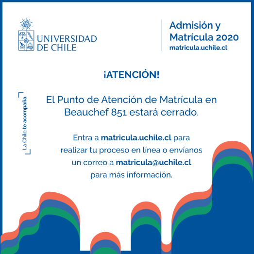MatriculaUChile's tweet photo. Debido a la situación de emergencia, la atención presencial de matrícula en Beauchef 851 no estará disponible desde este martes. Si tienes dudas, envíanos un correo para matricula@uchile.cl para acompañarte y terminar tu proceso de matrícula. https://t.co/nwd3foB7Ym