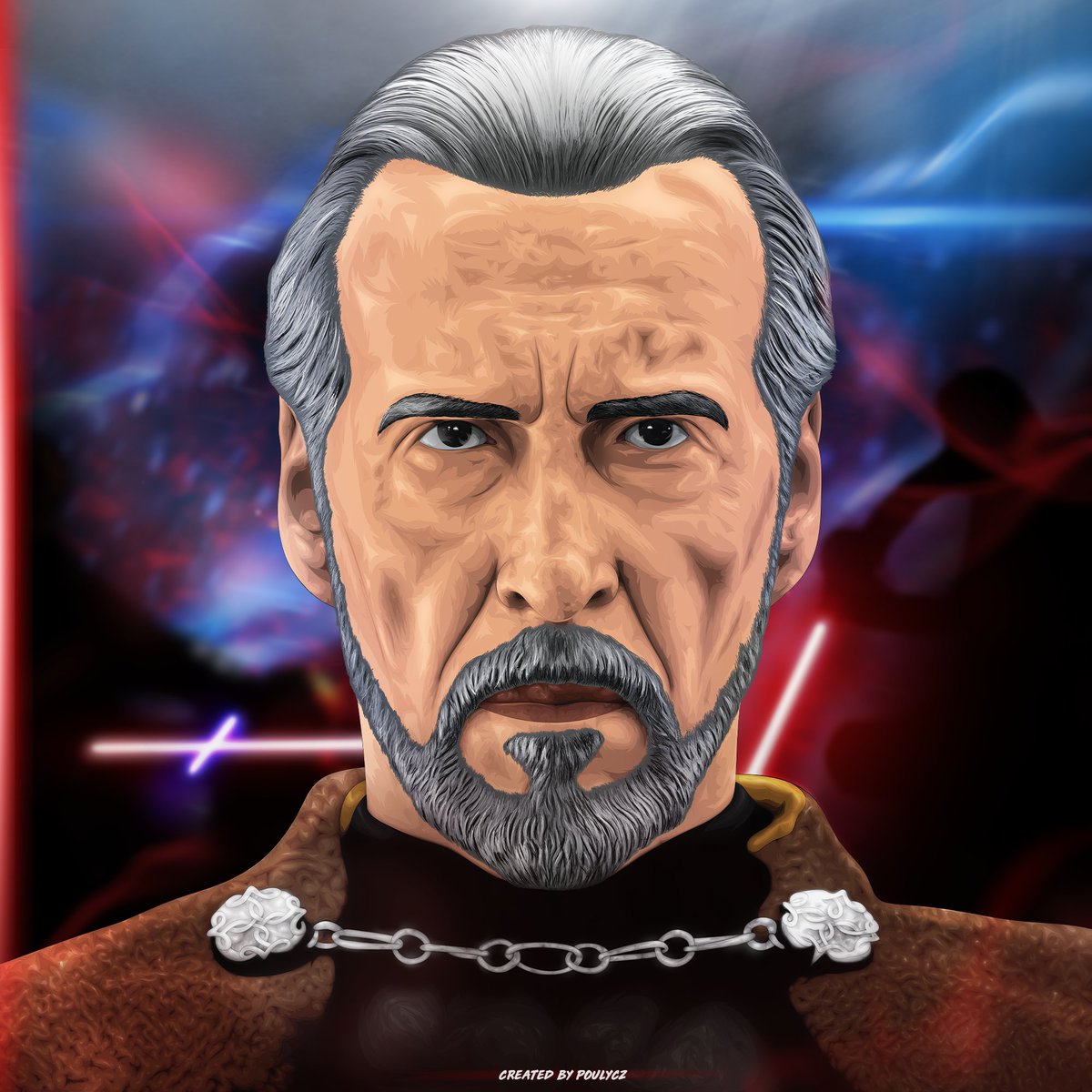 poulycz's tweet photo. Back again with another Star Wars artwork, been working on it for a really long time (more than 100 hours for sure)hope you like that #countdooku #starwarsart #sithlife #StarWars #sith #sithlord #detail #starwarslove #vectorrealism #clonewars #starwarsdaily #christopherlee #dooku https://t.co/unC3VCFGUG
