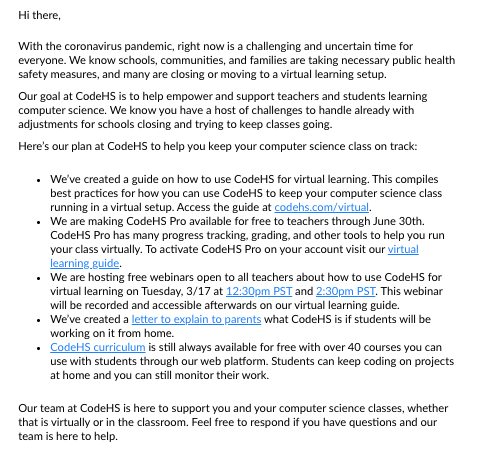 Thank you, <a href="/CodeHS/">CodeHS</a> !!!