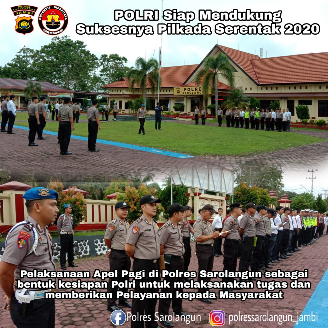Galung00202063's tweet photo. POLRI Siap Mendukung Suksesnya Pilkada Serentak 2020

Pelaksanaan Apel Pagi di Polres Sarolangun sebagai bentuk kesiapan Polri untuk melaksanakan tugas dan memberikan Pelayanan kepada Masyarakat

#apelpagi #polressarolangun #abdimasyarakat
#disiplin

@polda_jambi @sdmpoldajambi @ https://t.co/u5RcN1gjRi